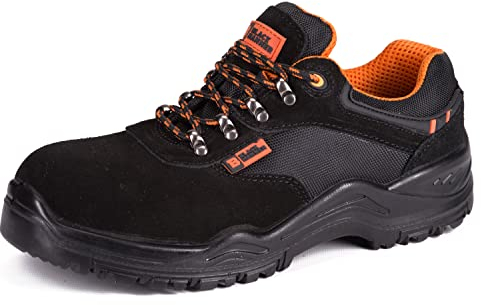 BLACK HAMMER Sicherheitsschuhe Herren leicht Kunststoffkappe und Kevlar-Zwischensohle Arbeitsschuhe knöchelhoch Sicherheitsstiefel Wanderschuhe S1P SRC 1557 (45 EU)