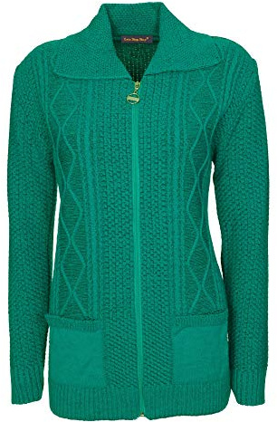 Lets Shop Shop Womens Zipped Cable Knit Long Sleeve Zip Through Fasten Jumper Top Ladies Classic Knitwear Zipper Cardigan Pullover Plus Size 10 12 14 16 18 20 22 24