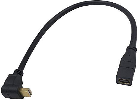 Duttek 4K 90 Degree Mini DisplayPort Cable 1FT/30cm, Down Angled Mini DisplayPort Extender Cable(Male to Female) for Computer Laptop