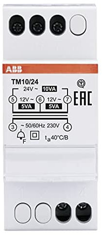 ABB Interrupteur modulaire, transformateur de tension pour sonnettes TM10/24V (référence : 2CSM228725R0802)