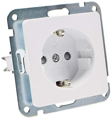 MILOS Steckdose Unterputz 250V 16A Schutzkontaktsteckdose Klemmanschluss mit Berührungsschutz Weiß