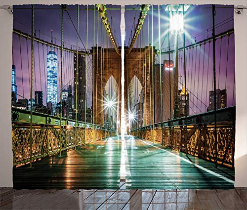 ABAKUHAUS New York Rustikaler Gardine, Brücke amerikanisch, Schlafzimmer Kräuselband Vorhang mit Schlaufen und Haken, 280 x 175 cm, Lila