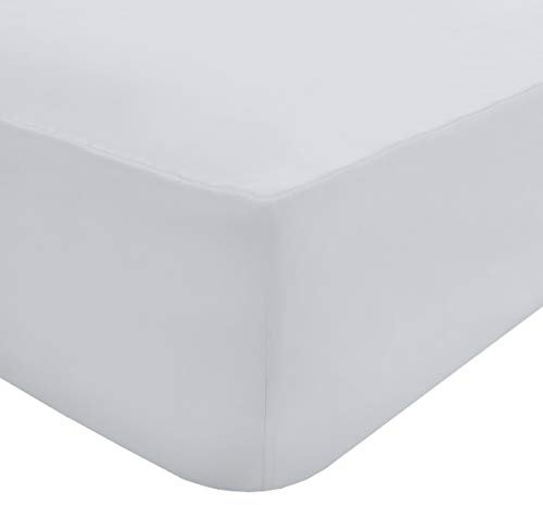 Sleepdown Spannbetttuch, 100 % ägyptische Baumwolle, 40 cm, extra tief, Fadenzahl 200, für Einzelbetten, Weiß