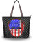 BKEOY große Damen-Handtasche Schultertasche Llaptop Tasche Totenkopf USA Star Bar Flagge Tote Reißverschluss Shopper Organizer Gepäck Taschen, Mehrfarbig - multi - Größe: Medium