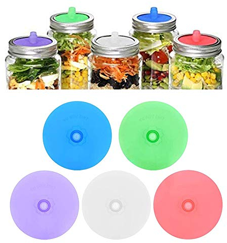 tonguk 5PCS Silikon-Gärdeckel für Weithalsglas, Pickle Pipes, wasserlose Gärglasdeckel für Weithals-Einmachgläser für Gemüse Sauerkraut Kimchi