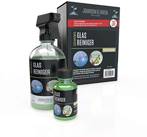 Greenpower Glasreiniger Vorteilspack für bis zu 3 Liter, sorfgt für streifenfreien Glanz, geeignet für Oberflächen aus Glas, Kunststoff, Metall und Holz sowie für Spiegel und Fliesen