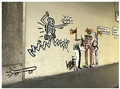 Kunstdruck auf Leinwand - Banksy in Honor of a Basquiat Exhibition in London - Wanddeko, Canvas cm. 60x80