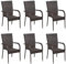 vidaXL 6X Gartenstuhl Stapelbar Gartensessel Stapelstuhl Essstuhl Stapelsessel Stuhl Sessel Stühle Gartenmöbel Terrasse Poly Rattan Braun