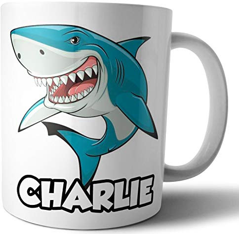 AK Giftshop Personalised Mug - Shark - Gift - Birthday - Christmas - Stocking Filler - Secret Santa