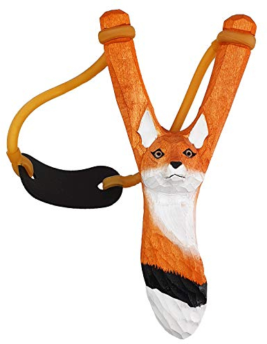 Pixelstudio Steinschleuder für Kinder mit Tier Motiven aus Holz Zwille Schleuder Geschenk für Jungen Fuchs