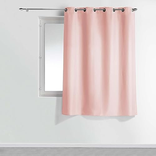 RIDEAU A OEILLETS 140 x 180 CM POLYESTER UNI ESSENTIEL ROSE POUDRE