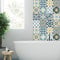| Stickers Carreaux Muraux | Planche de 12 Stickers Autocollants Adhesifs Carrelage - Carreaux de Ciment - DARKBLUEMONKEY - Dimensions d'un Sticker : 15 x 15 cm - Meubles Cuisine Salle de Bains ...