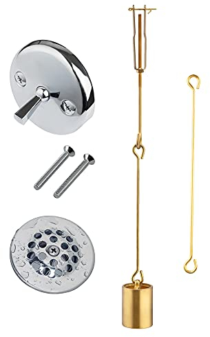 Artiwell Badewannen-Ablauf-Verbindung, massives Messing (mit Auslösehebel und Siebabdeckung)