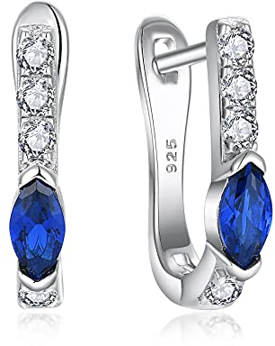 Starnny Creolen Silber 925 Huggie Damen Creolen Set 3A Zirkonia September Geburtsstein Saphir Kreolen Weißgold Ohrringe für Frauen