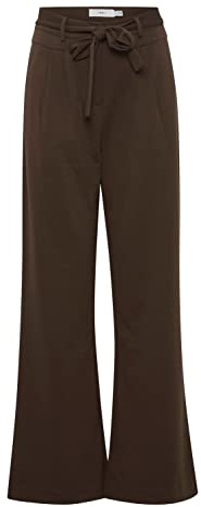 ICHI IHSIMONSE PA4 Damen Hose Stoffhose mit Stretch gerader Schnitt mit Gürtel und Bundfalten, Größe:M, Farbe:Coffee Bean (190915)