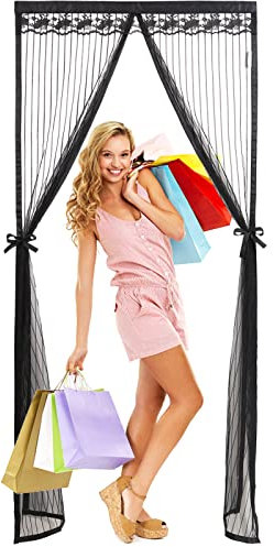 MEEYI Zanzariera Magnetica Porta Finestra 70x180cm, Zanzariera Magnetica per Porte Finestra Zanzariere Tende Zanzariera Camper Rete Superfine per Porte d'Ingresso Porte Cortili, Nero