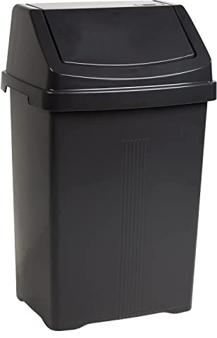 JMS we create smile - Midnight Grey/Dark Grey High Grade Plastic Swing Bin with Swig Lid - Waste Rubbish Kitchen Bin Dustbin (50 Litre)
