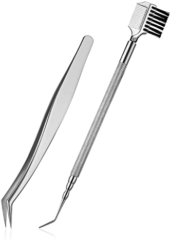 FVION Wimpern Set, Pinzette für Wimpernverlängerung, Wimpernlifting, Augenbrauen Kamm - Wimpernkamm/Wimpernzange/Wimpernpinzette, Lash Lift Zubehör