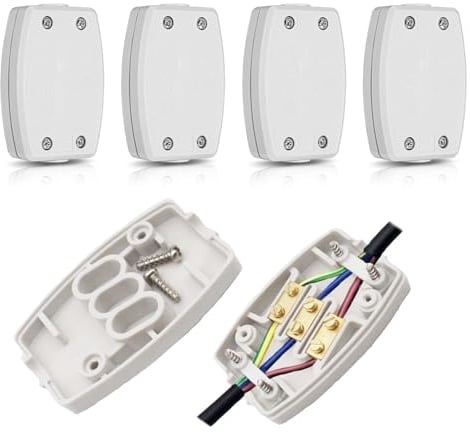 4 Pcs 3 Terminal Electrical Junction Box, 13amp 250v Flex Connector 3 Core Cable Joiner Electrical Connectors for Indoor Lighting,Power,Wiring (White)