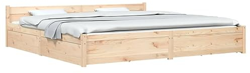 vidaXL Bett mit Schubladen Holzbett Massivholzbett Bettrahmen Bettgestell Doppelbett Lattenrost Schlafzimmerbett Schlafzimmermöbel 200x200cm