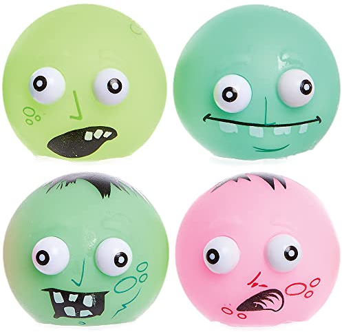 Baker Ross FX420 Zombie Squischie Bälle - 4er Pack, Anti Stress Ball für Kinder und Erwachsene, Kindergeburtstag Mitgebsel, Kleine Geschenke für Kinder