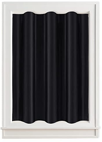 PONY DANCE Temporary Blackout Blinds for Travel, Four-sided Sticker Caravan Curtain, Portable Black Out Lining for Nursery Room, Bedroom Window Blinds, Energy Saving, Singel, W40 x D47, Black