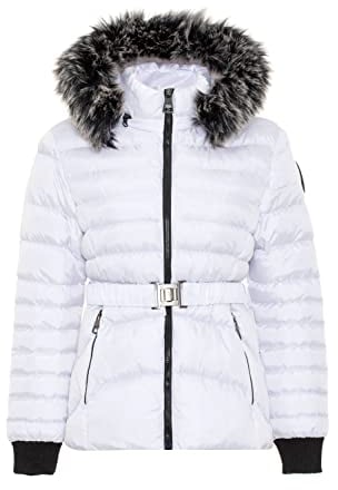 Cipo & Baxx Damen Mantel WM132 Weiß – Modische Winterjacke mit warmem Futter, figurbetontem Schnitt und funktionalen Details für kalte Tage und stilvolle Outfits - WM132 Weiß L