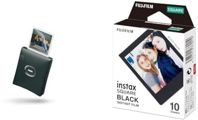 instax SQUARE Link smartphone printers & SQUARE instant Film, Black border, 10 shot pack, suitable for all SQUARE cameras and printers