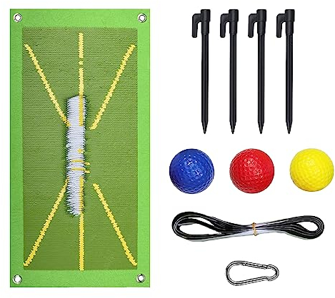 Golf Trainingshilfen Mat, Golf-Übungsmatte für Indoor Outdoor, Golf Trainingsmatte für Swing Detection Batting, Tragbar Golf-Divot-Matte, Golf Practice Mat mit 3 PU-Golfbälle, 50 * 25cm