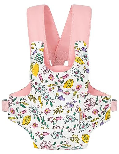 GAGAKU Puppentrage für Kinder Puppen Bauchtrage Puppen Tragesitz Puppenzubehör mit Verstellbaren Trägern - Rosa - Zitrone