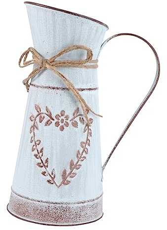 Abaodam Arreglo Floral En Forma De Corazon Florero Jarra De Leche Antigua Jarrones De Flores Rústico Jarrón De Leche Jarrón Turino Estilo Rústico Barril Metalico Planchar