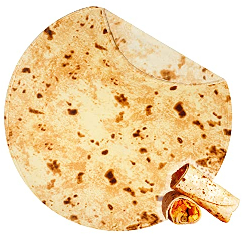 Bnuitland Tortilla-Burritos-Muster, 228 cm, 300 g/m², doppelseitig, riesiges Mehl, realistische Lebensmitteldecke mit Burrito-Beutel, lustige Taco-Decke, superweiche Flanell-Bettüberwurfdecke