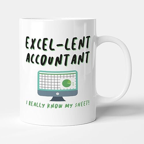 Victorian Printing Co - Excel-lent Accountant I Really Know My Sheet - Gift Funny Colleague Mug, Ceramic, 11fl.oz.