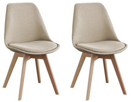 SHIITO | Modelo Otto - Pack de 2 Sillas de Comedor de Estilo Nórdico | Tapizadas con Tela | 41.5 x 43 x 83 - Color Visón | Diseño Sencillo y Elegante | con Patas de Haya