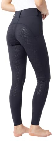 HORZE Damen Reitleggings DEA, Reithose mit Handytasche und Gürtelschlaufen, blau, 36