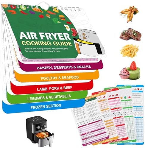 Air Fryer Cheat Sheet Magnets Cooking Guide Booklet, Air Fryer Cooking Guide Air Fryer Magnetic Cheat Sheet Set Quick Reference Cooking Times Chart Guide Air Fryer Accessories for Cooking (Style 1)