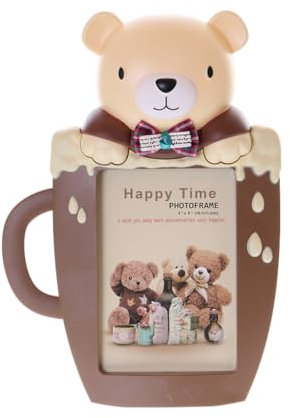 Kawaii-Story BM-508-1 Beige Teddy Bear Tea Cup Shape Photo Picture Frame Decoration Photo Size 13 x 18 cm (5 x 7 Inches)