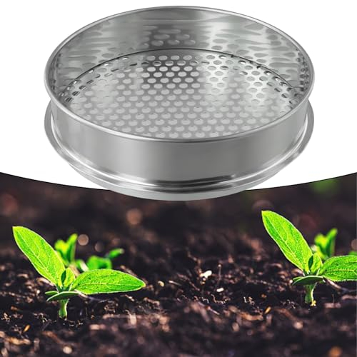 Setaccio da giardino per terriccio e terriccio, struttura in metallo argento, foro da 6 mm/7 mm/12 mm, efficace separazione grossolana (foro rotondo 7 mm)