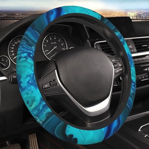 Auto Lenkradbezug Elastische Lenkradschoner Abdeckungen Auto Innenraum Zubehör für die meisten Autos Helles Aqua Blau Türkis Lenkradabdeckung Auto Lenkrad Dekoration Abdeckung