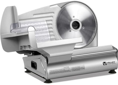 Valley Sportsman - 7.5 Electric Meat and Cheese Slicer, Adjustable Thickness for Home Use, 180W, Silver