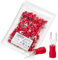 Chanzon UL Listed Insulated Fork Terminals #8 M4 U-Type - 22-16AWG - Crimp Connectors Electrical Wire Red PVC Brass Copper - 100pcs Pack