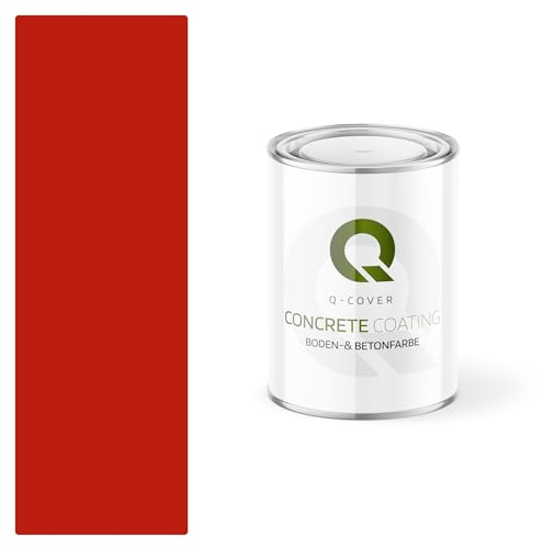 Q-COVER Bodenfarbe Betonfarbe Rot 0,9L Garagenboden Bodenbeschichtung für Innen Kellerfarbe Fußbodenfarbe