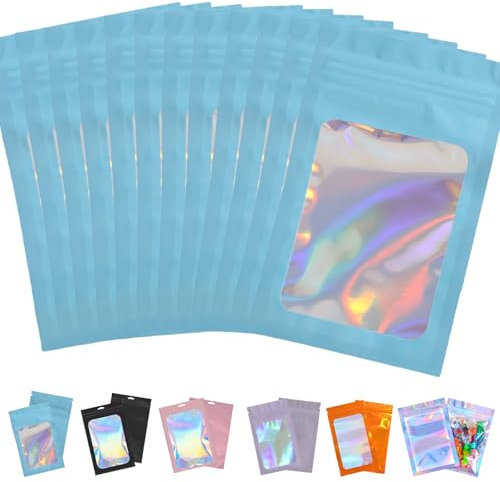 ATBEAMEN 50pcs Blue Smell Proof Mylar Bags, 20x30cm, Reusable, Layered Film Construction, Polyethylene, Aluminum Foil, Polyester Film, Zipper Closure, Ideal for Food & Non-Food Storage