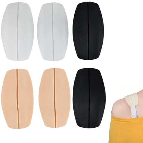 BH Trägerpolster,Weiche Silikon-BH-Träger-Kissen Halter,BH-Schulterpolster-Trägerpolster Siliko,Anti Rutsch Schulterpolster,Silikon Bra Strap Pad Halter,rutschfeste Komfort,6 Pack Beige-Schwarz-Weiß
