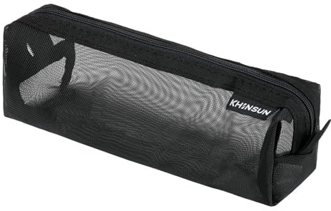 Deepton Transparente Federmäppchen, 19 cm Nylon Mäppchen für Mädchen Teenager, Klein Federtasche Stiftetasche Stiftemappe Pencil Case Schulmäppchen für Schule, Büro - Schwarz