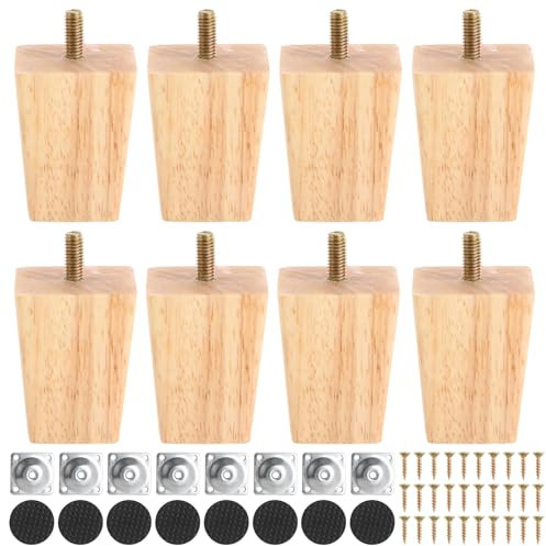 YAYODS 8 Stück Möbelfüße Holz - 6cm Massivholz Ersatz Füße für Möbel - Schrankfüsse Holz, Sofa Füße Holz, Holzfüße für Möbel - Tischbeine holz mit vorgebohrten für Sofa, Bett, Schrank, Couch, Ottomane