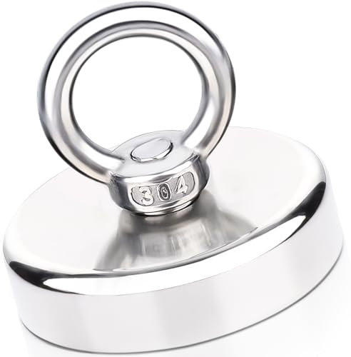 Magnet Stark Neodym Magnete Extra Stark Magnetfischen, 60 mm Super Starker Angelmagnet mit Loch für Zuhause, Werkstatt,Teichbergung, zum Magnetfischen in Seen,Rasen,Ozean 1 Stück