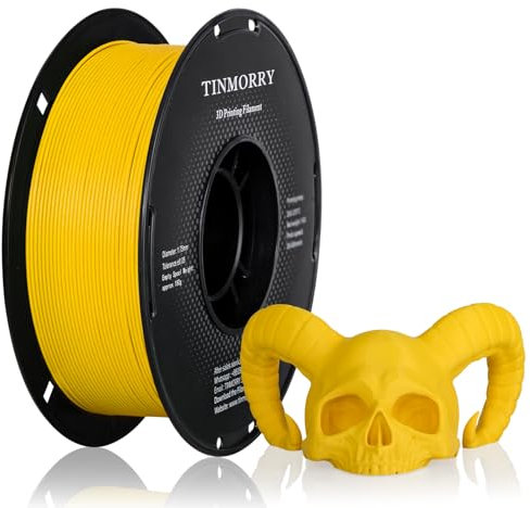 TINMORRY Glasfaser PETG Filament 1.75mm, hohe Schlagzähigkeit PETG GF 3D Druck Filament, Haltbarkeit & Steifigkeit, Passend für die meisten FDM 3D Drucker, 1 KG 1 Spule, Frosted Carter Gelb
