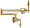 Pot Filler Messing-Küchen-Klappwand-Einzel-Kalt-Spülbecken-Wasserhahn mit Doppelschalter, dehnbarer kommerzieller Wasserhahn mit Schwenkarm, Schwarz(Brushed Gold)