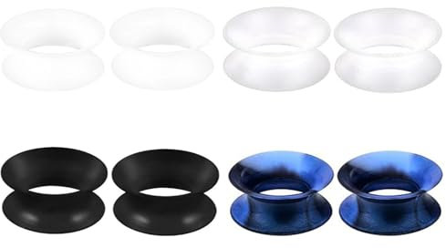 JENCVNL 4 Paires Écarteur d Oreilles, Bouchons d'Oreille Silicone Piercing Tunnel Jauges en Double Élargisseur d’Oreille Tunnel pour Homme Femme, 6-25mm (Plusieurs couleurs, 12mm)